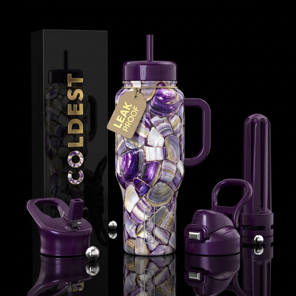 Beautiferous,glossy, trompe-l'œil ,Wampum,quahog c... water bottle design