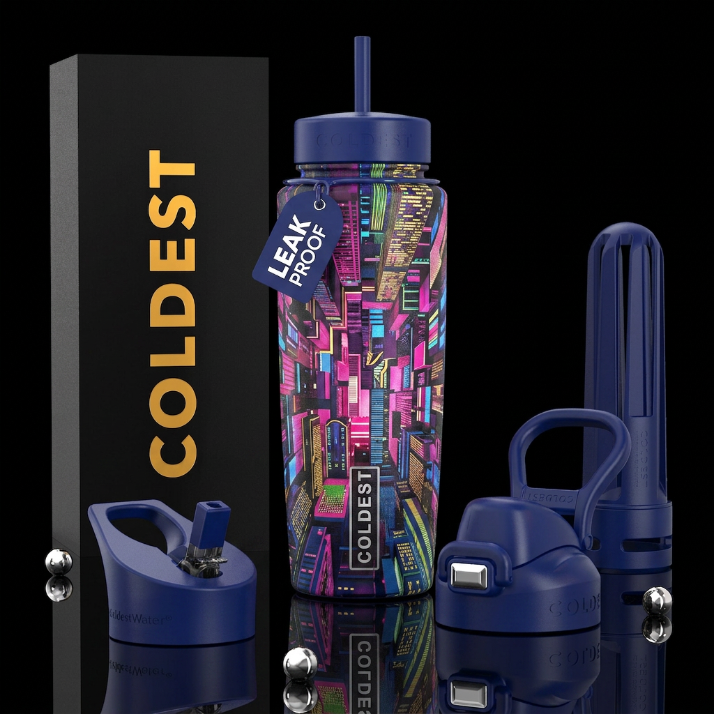 Sleek,sassy,savvy, glossy,trompe-l'œil water bottle design