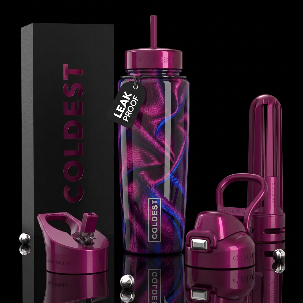 Sleek,sassy,savvy, glossy,trompe-l'œil water bottle design