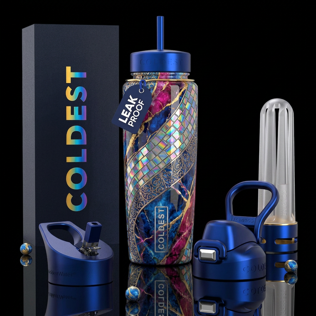 Sleek,sassy,savvy, glossy,trompe-l'œil, subtle, mi... water bottle design
