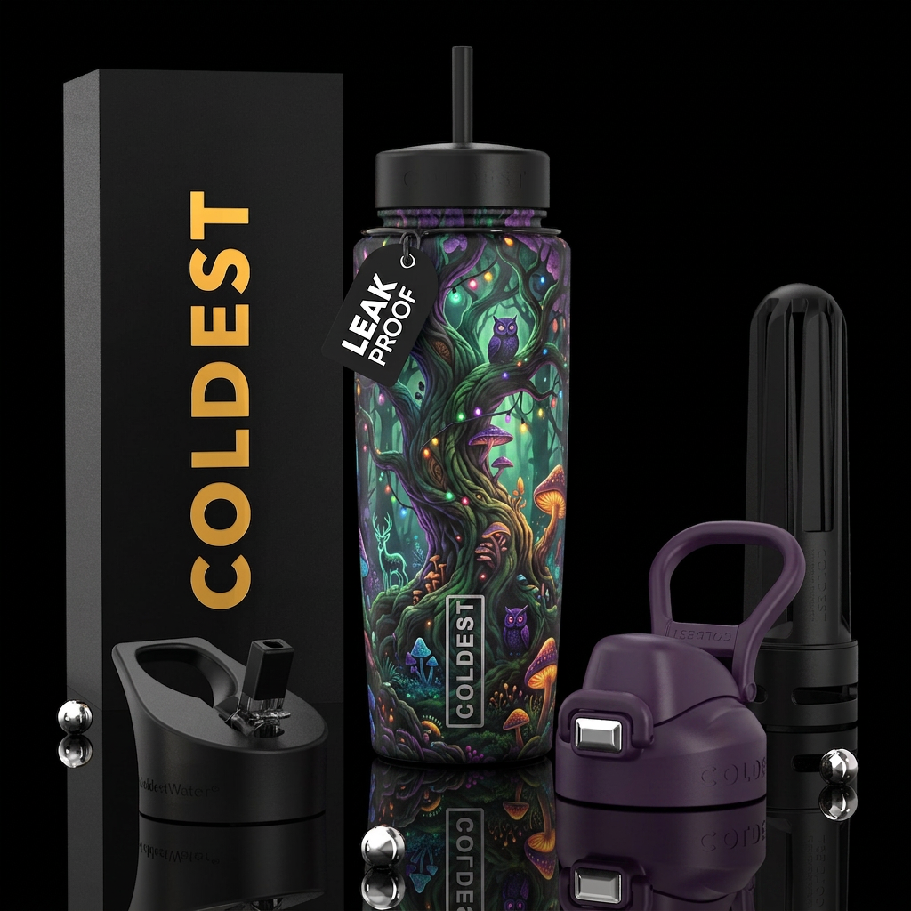 ,glossy,trompe-l'œil, subtle, mix,  whimsical,,, e... water bottle design