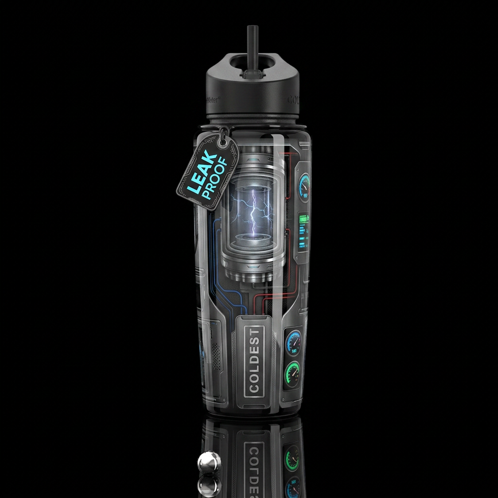 ,glossy,trompe-l'œil, turn bottle into futuristic ... water bottle design