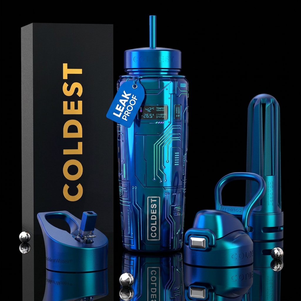 ,glossy,trompe-l'œil, turn bottle into hidden futu... water bottle design