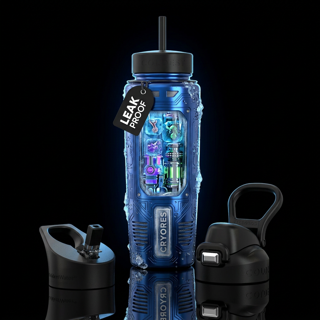 ,glossy,trompe-l'œil, turn bottle into hidden futu... water bottle design