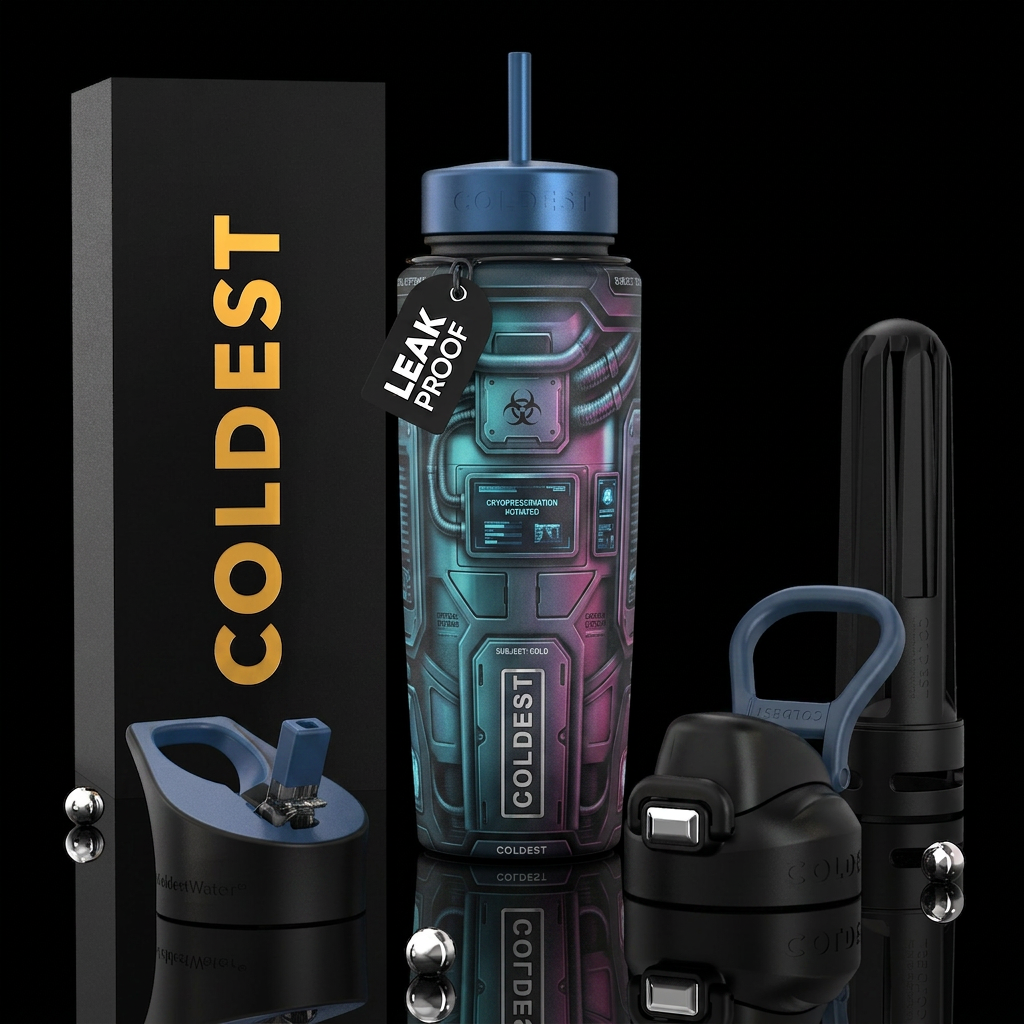 ,glossy,trompe-l'œil, turn bottle into hidden futu... water bottle design