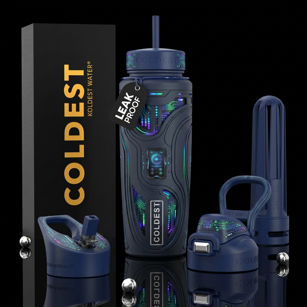,glossy,trompe-l'œil, turn bottle into hidden futu... water bottle design