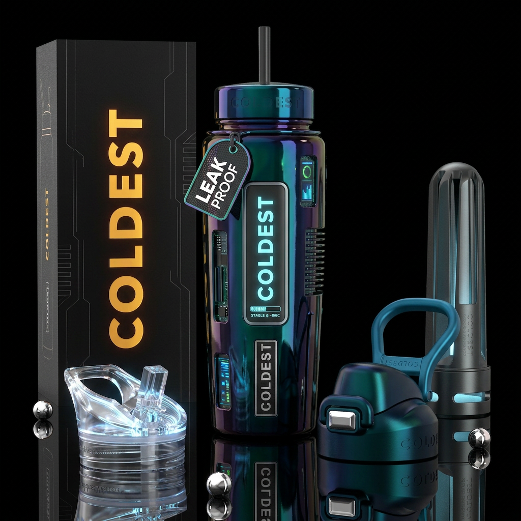 ,glossy,trompe-l'œil, turn bottle into hidden futu... water bottle design