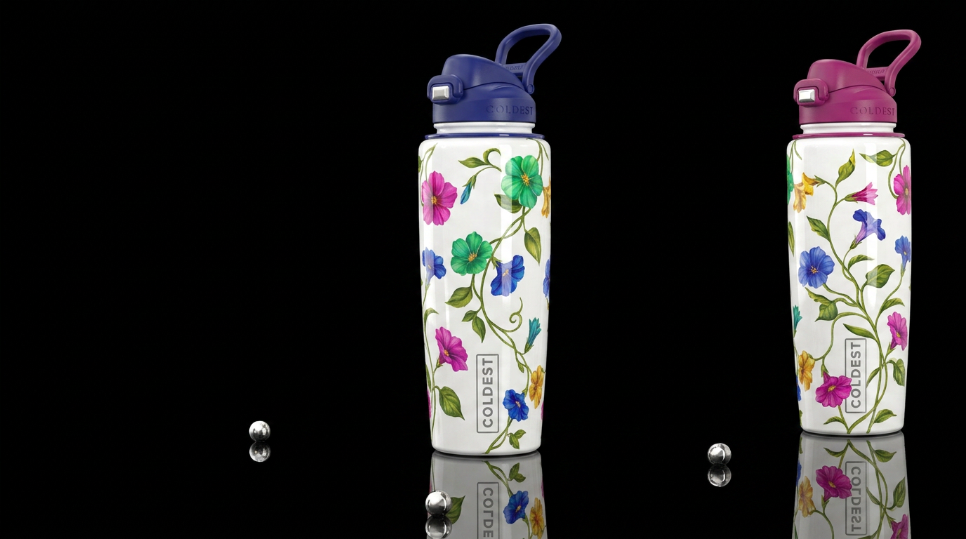 ,glossy,trompe-l'œil, turn bottle into vase with v... water bottle design