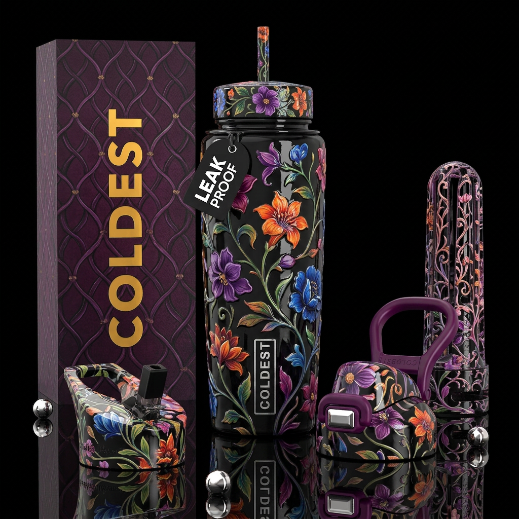 ,glossy,trompe-l'œil, turn bottle into vase with v... water bottle design