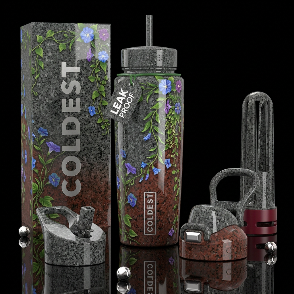 ,glossy,trompe-l'œil, turn bottle into vase with v... water bottle design
