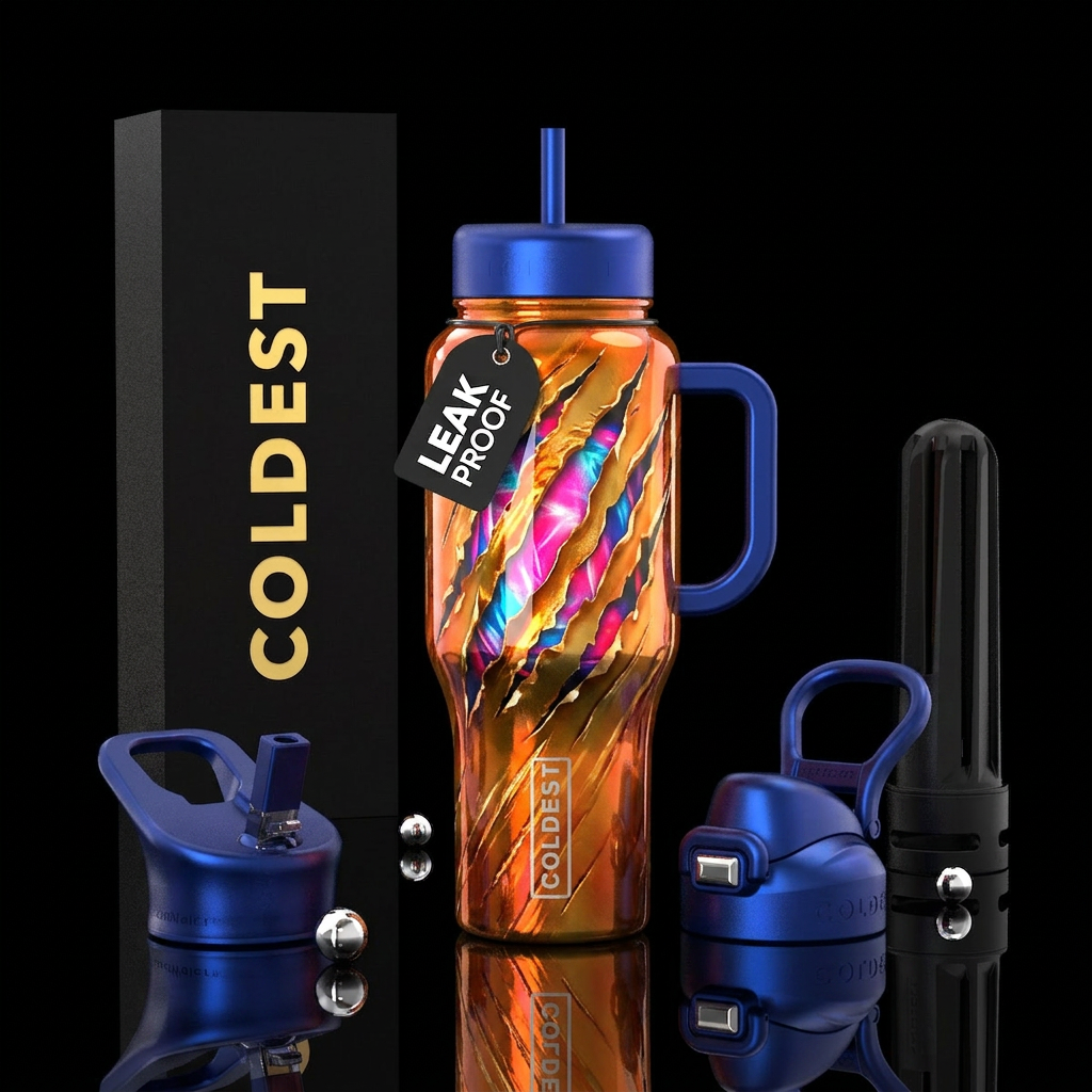 Cat scratch fever, glossy, trompe-l'œil water bottle design