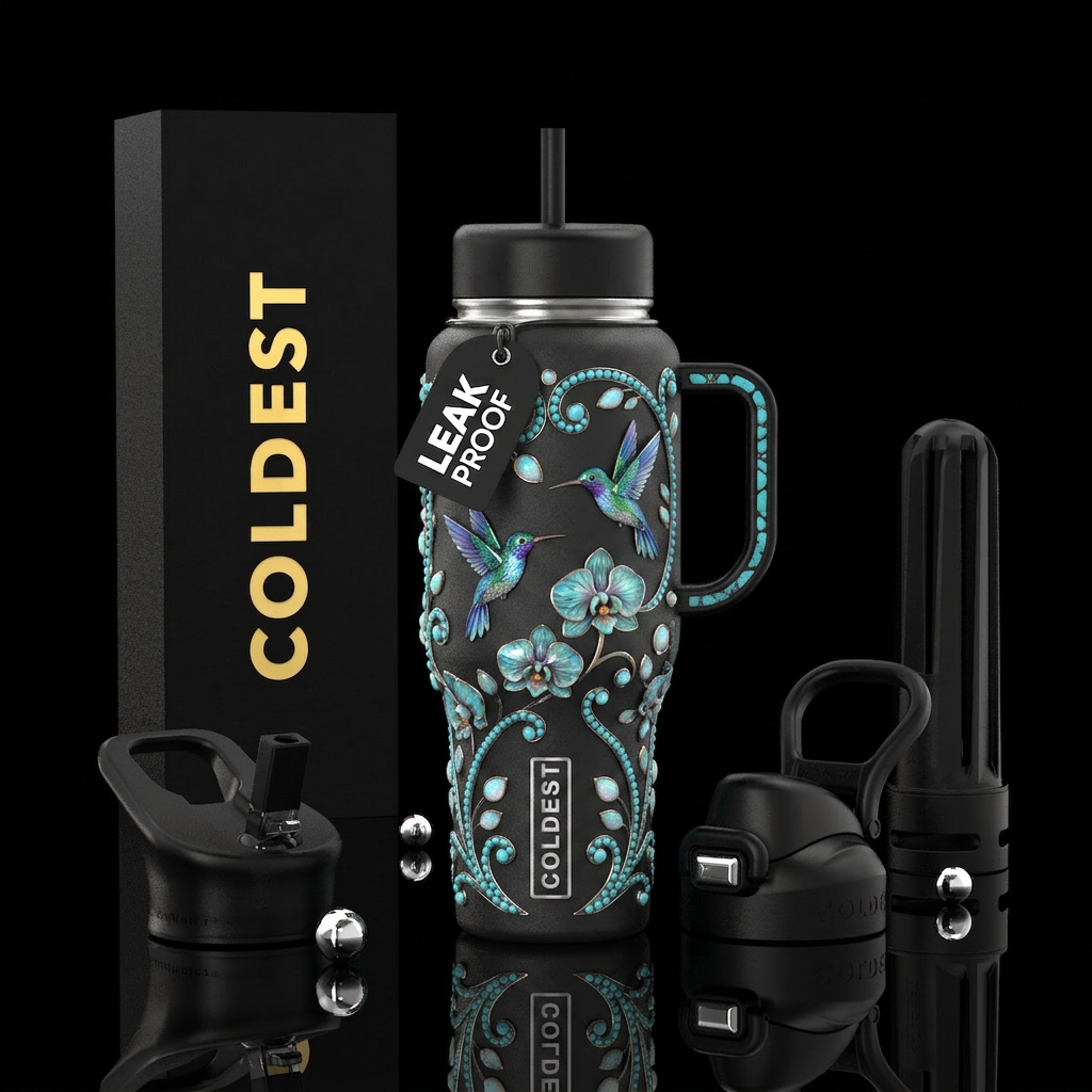 Beautiferous Tiffany,glowie, glossy, trompe-l'œil water bottle design