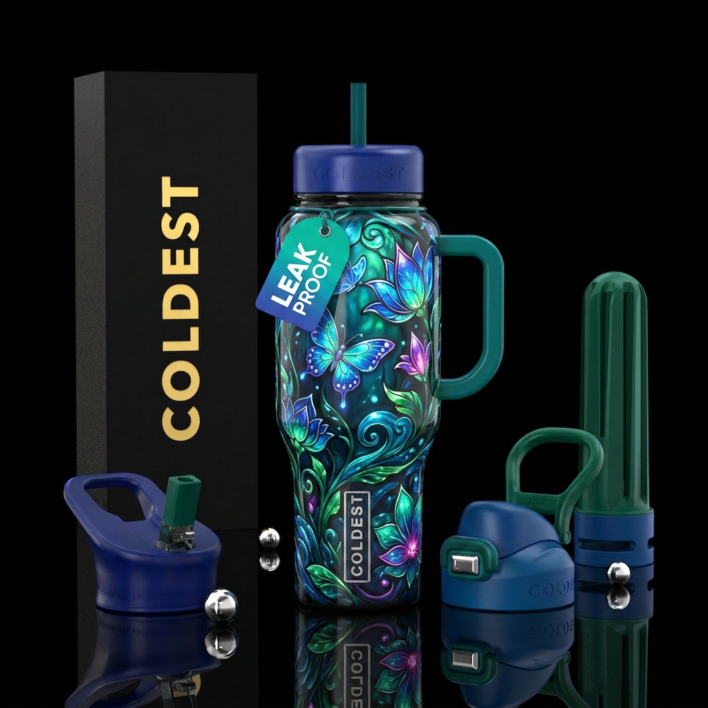 Beautiferous Tiffany,glowie, glossy, trompe-l'œil water bottle design