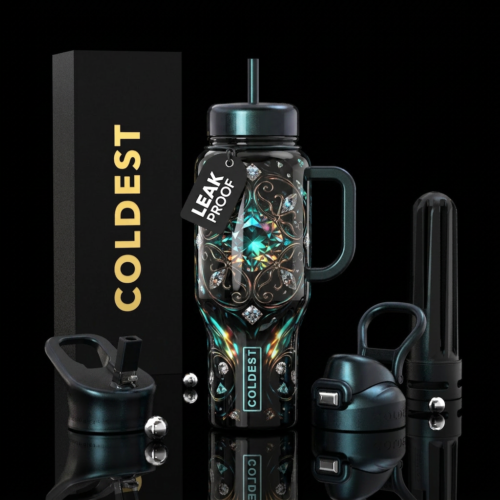 Beautiferous Tiffany,glowie, glossy, trompe-l'œil water bottle design
