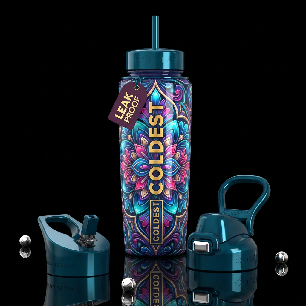 Beautiferous Tiffany,glowie, glossy, trompe-l'œil water bottle design