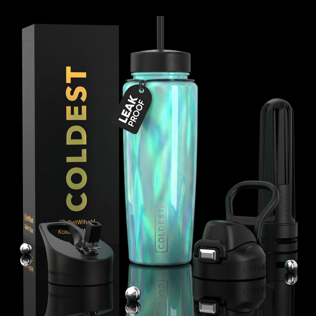 Beautiferous Tiffany,glowie, glossy, trompe-l'œil,... water bottle design