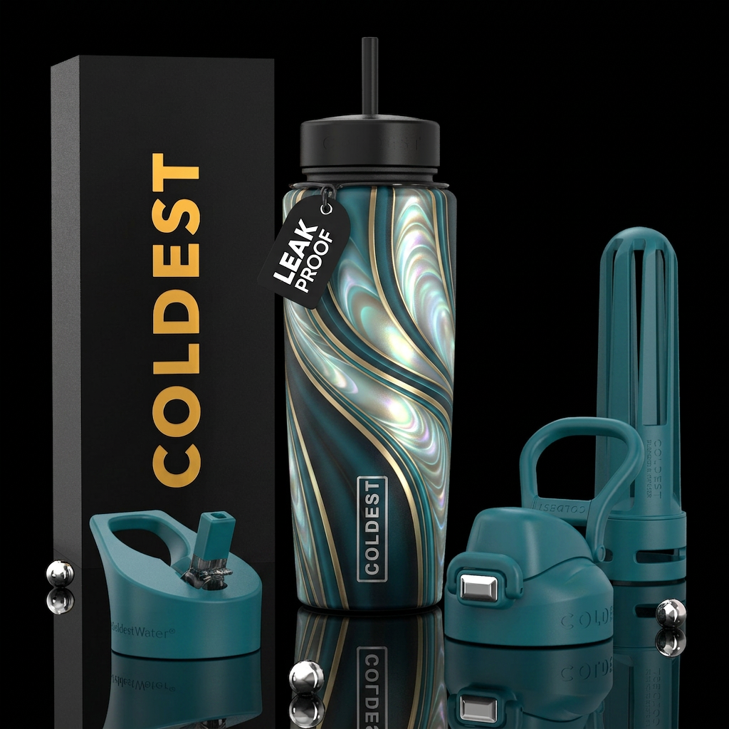 Beautiferous Tiffany,glowie, glossy, trompe-l'œil,... water bottle design