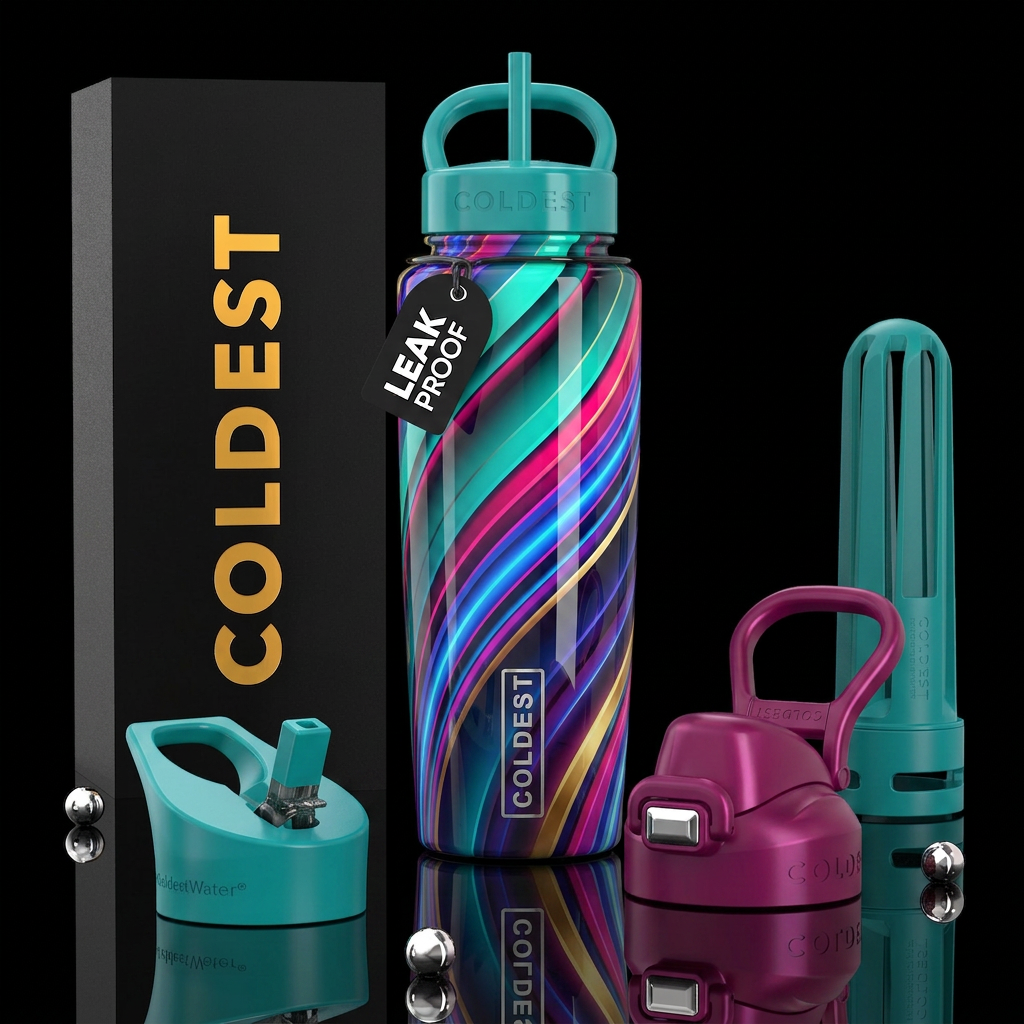 Beautiferous Tiffany,glowie, glossy, trompe-l'œil,... water bottle design