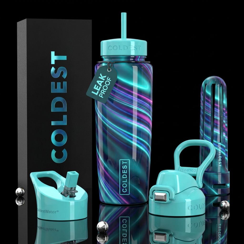 Beautiferous Tiffany,glowie, glossy, trompe-l'œil,... water bottle design