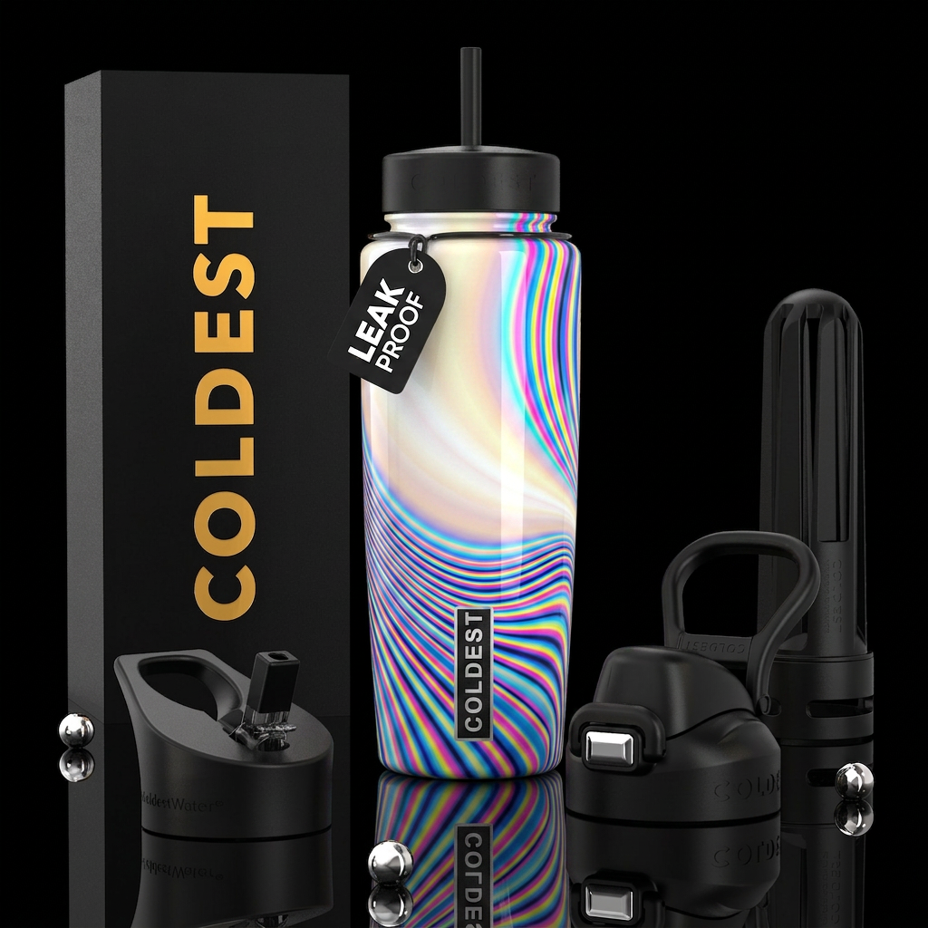 Beautiferous ,glowie, glossy, trompe-l'œil,,, tran... water bottle design