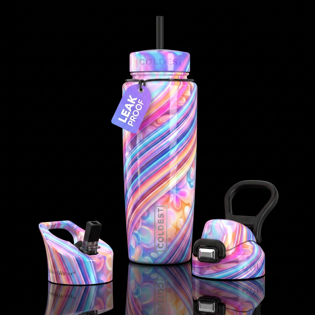 Beautiferous ,glowie, glossy, trompe-l'œil,,, tran... water bottle design
