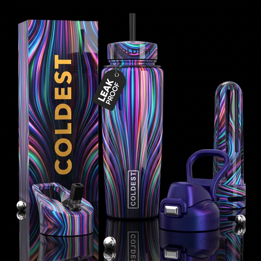 Beautiferous ,glowie, glossy, trompe-l'œil,,, tran... water bottle design