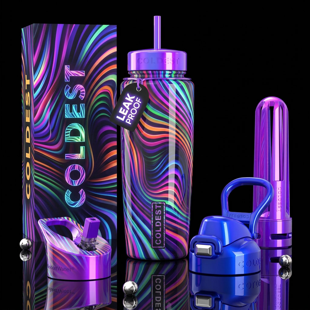 Beautiferous ,glowie, glossy, trompe-l'œil,,, tran... water bottle design