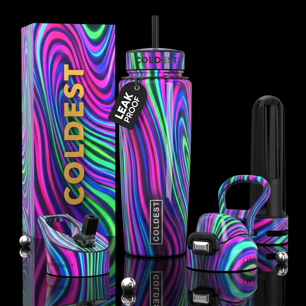 Beautiferous ,glowie, glossy, trompe-l'œil,,, tran... water bottle design