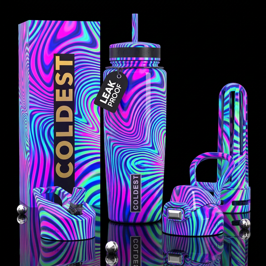 Beautiferous ,glowie, glossy, trompe-l'œil,,, tran... water bottle design