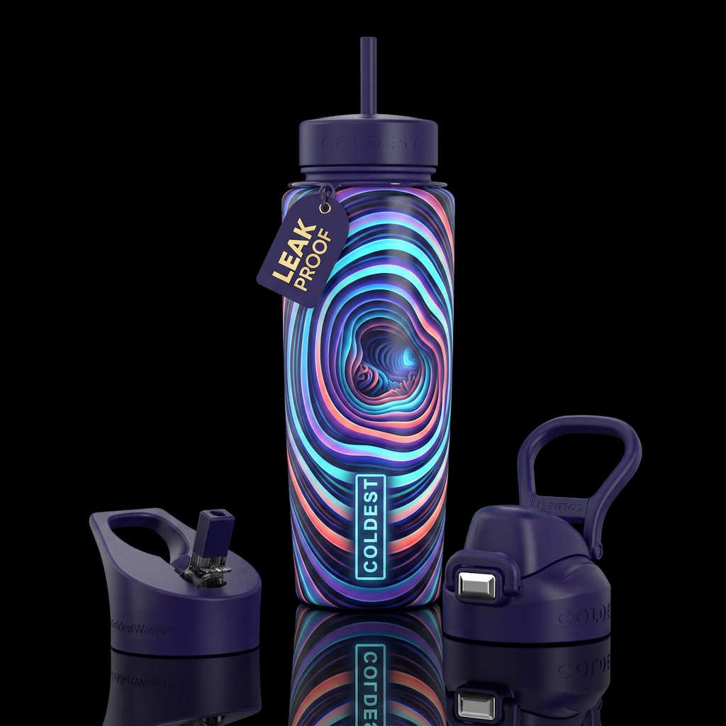 Beautiferous ,glowie, glossy, trompe-l'œil,,, tran... water bottle design