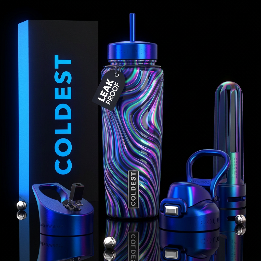 Beautiferous ,glowie, glossy, trompe-l'œil,,, tran... water bottle design