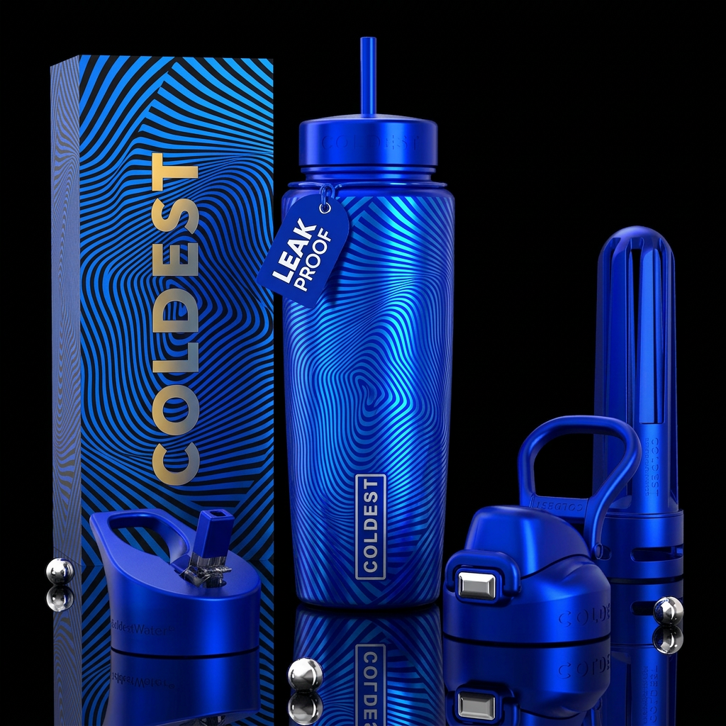 Beautiferous ,glowie, glossy, trompe-l'œil,,, tran... water bottle design