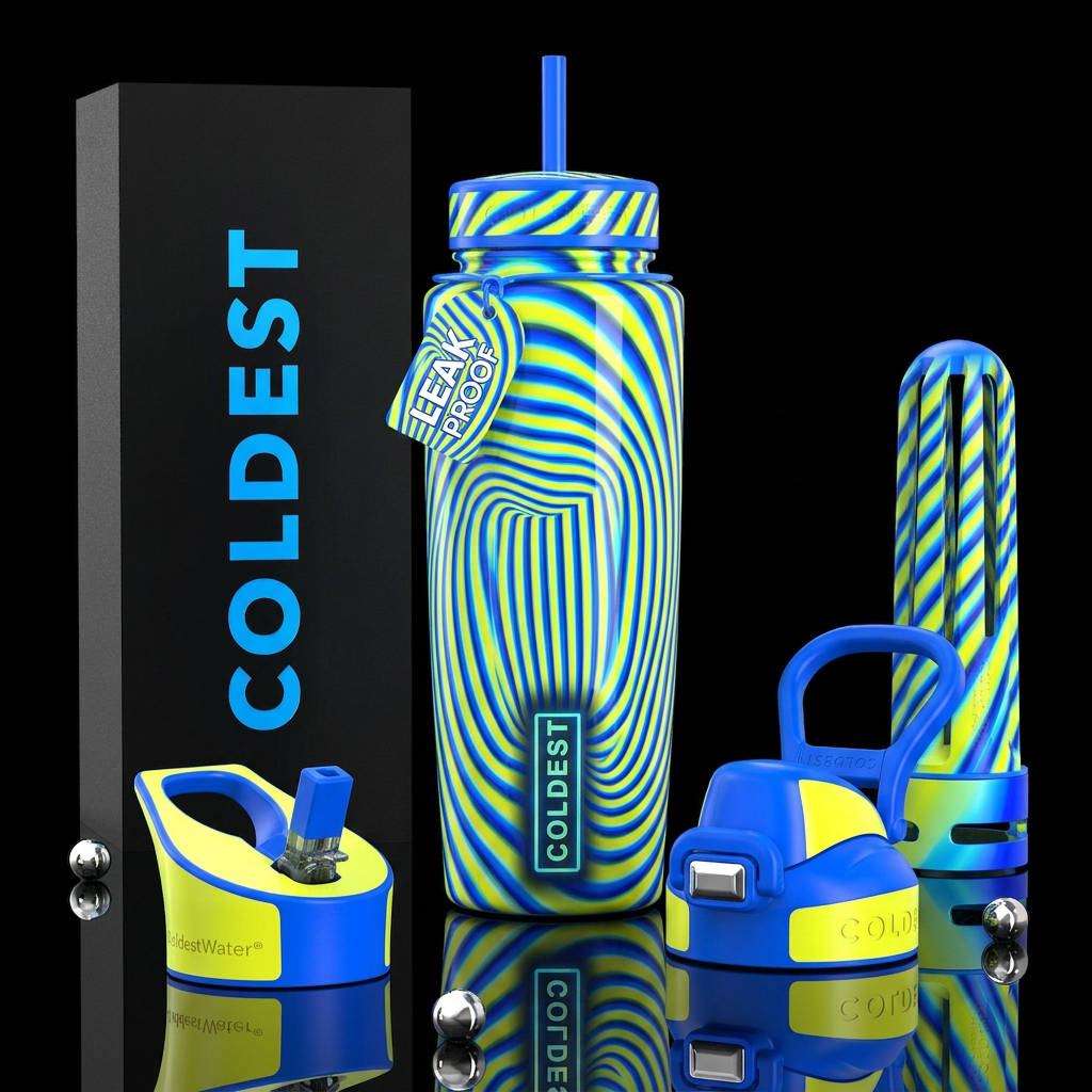 Beautiferous ,glowie, glossy, trompe-l'œil,,, tran... water bottle design