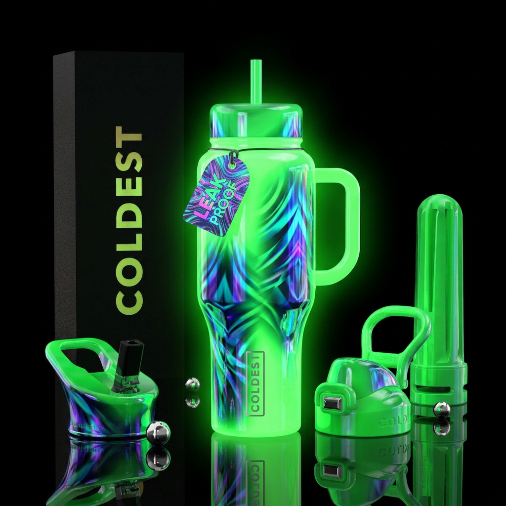Reflecting, glossy, trompe-l'œil, , glowie, realis... water bottle design
