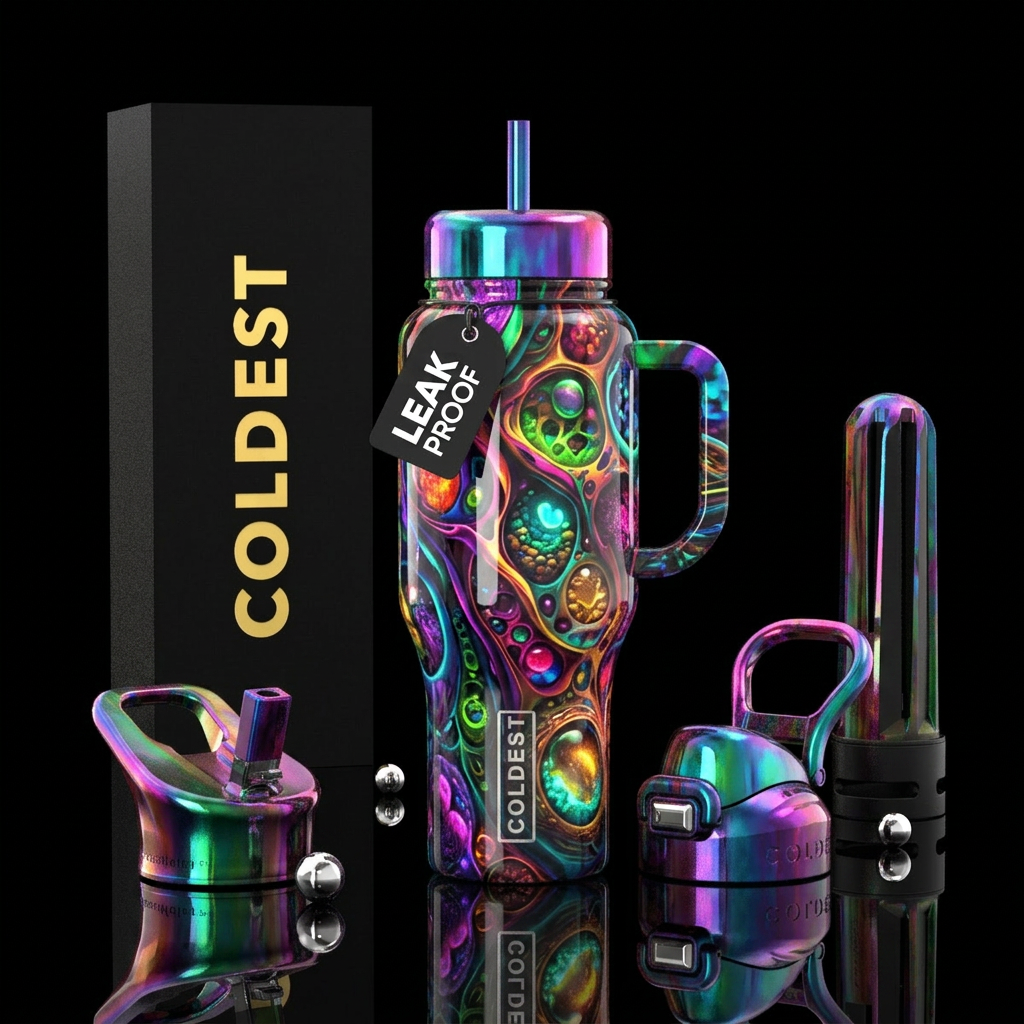 Reflecting, glossy, trompe-l'œil, , glowie, realis... water bottle design