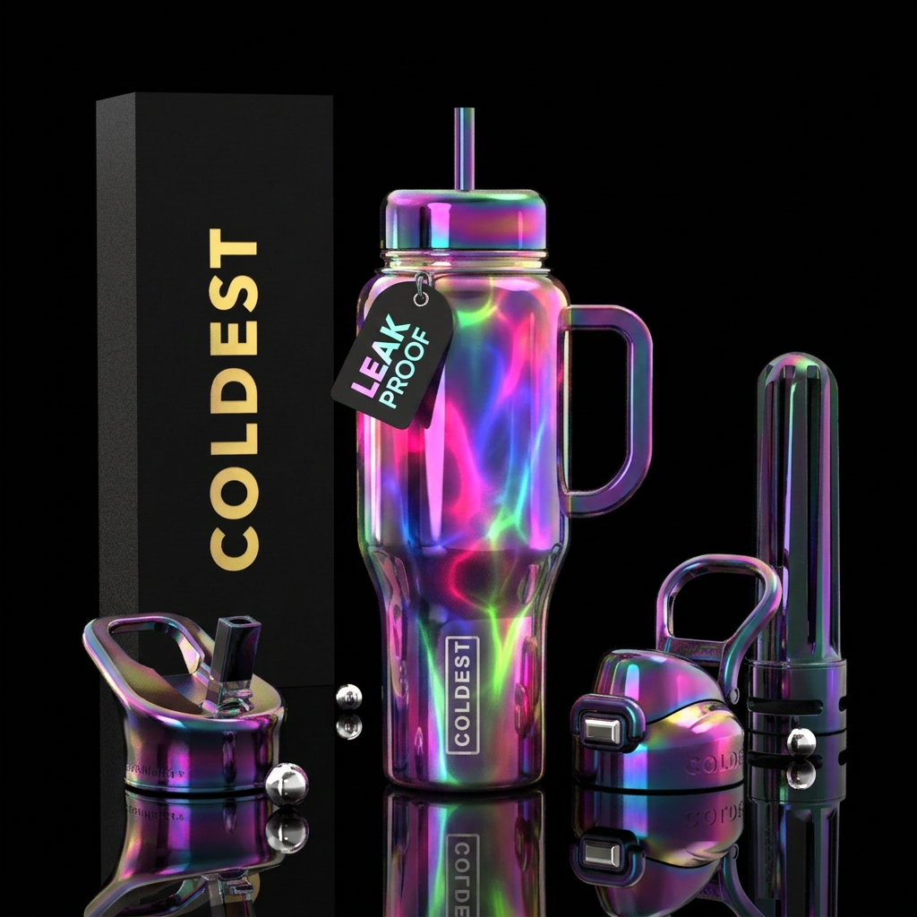 Reflecting, glossy, trompe-l'œil, , glowie, realis... water bottle design