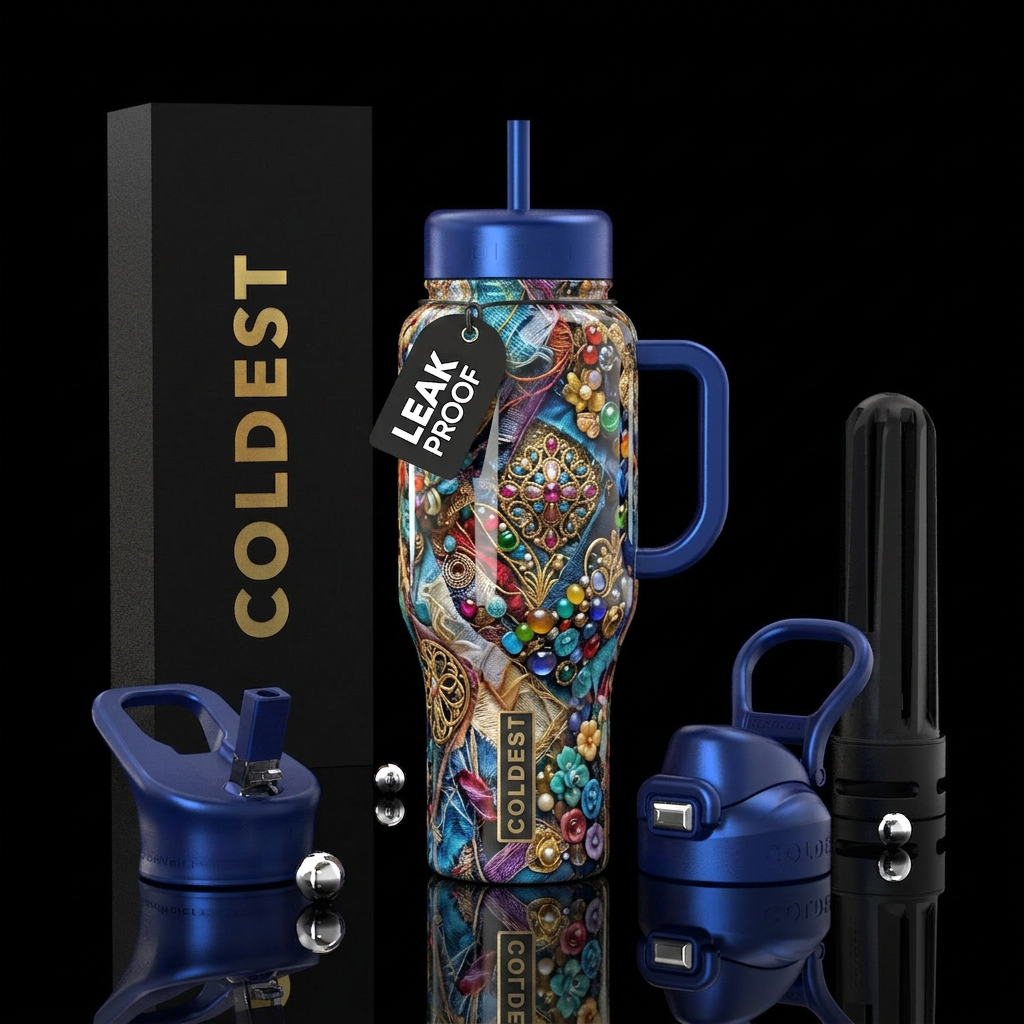 Fray,beautiferous, glossy, trompe-l'œil water bottle design