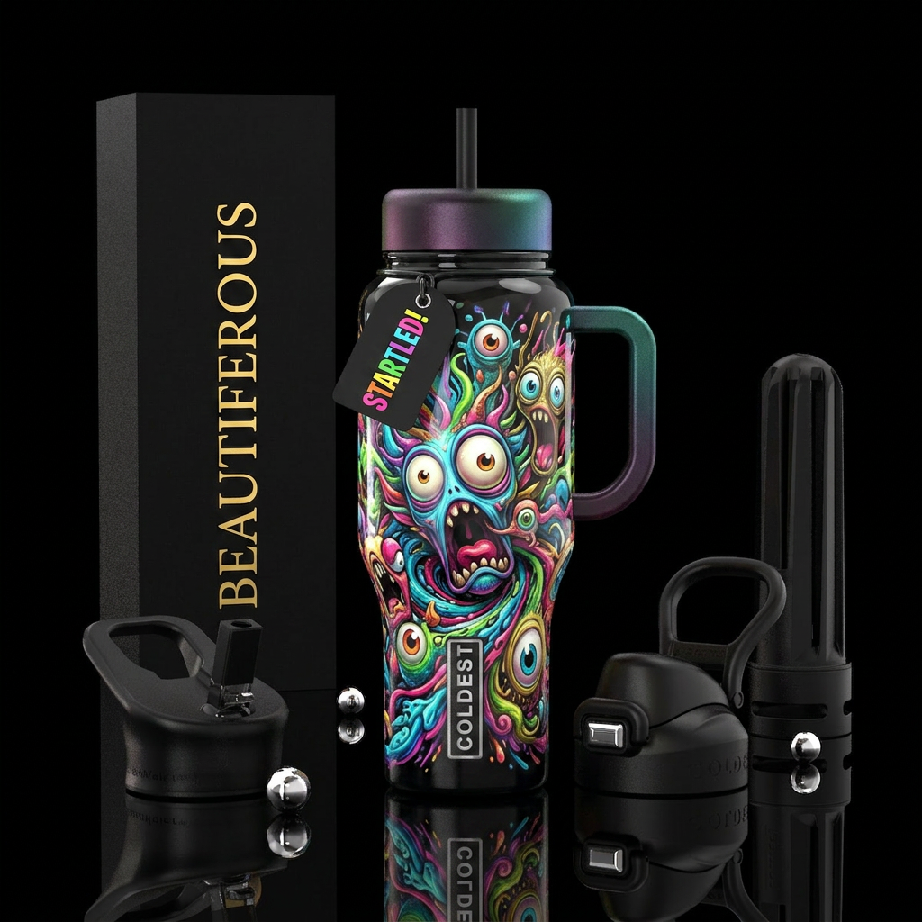 beautiferous, glossy, trompe-l'œil, overactive, st... water bottle design