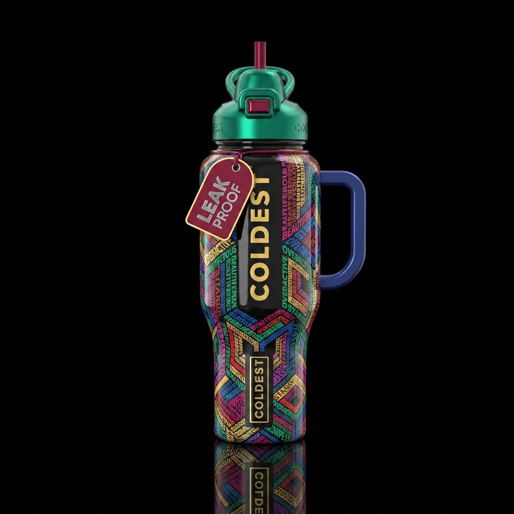 beautiferous, glossy, trompe-l'œil, overactive, st... water bottle design