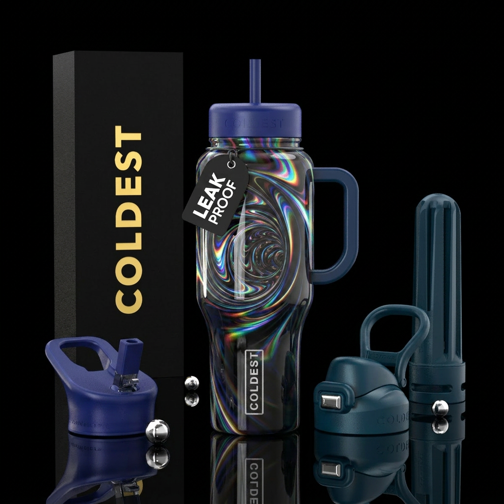 beautiferous, glossy, trompe-l'œil, overactive, cu... water bottle design