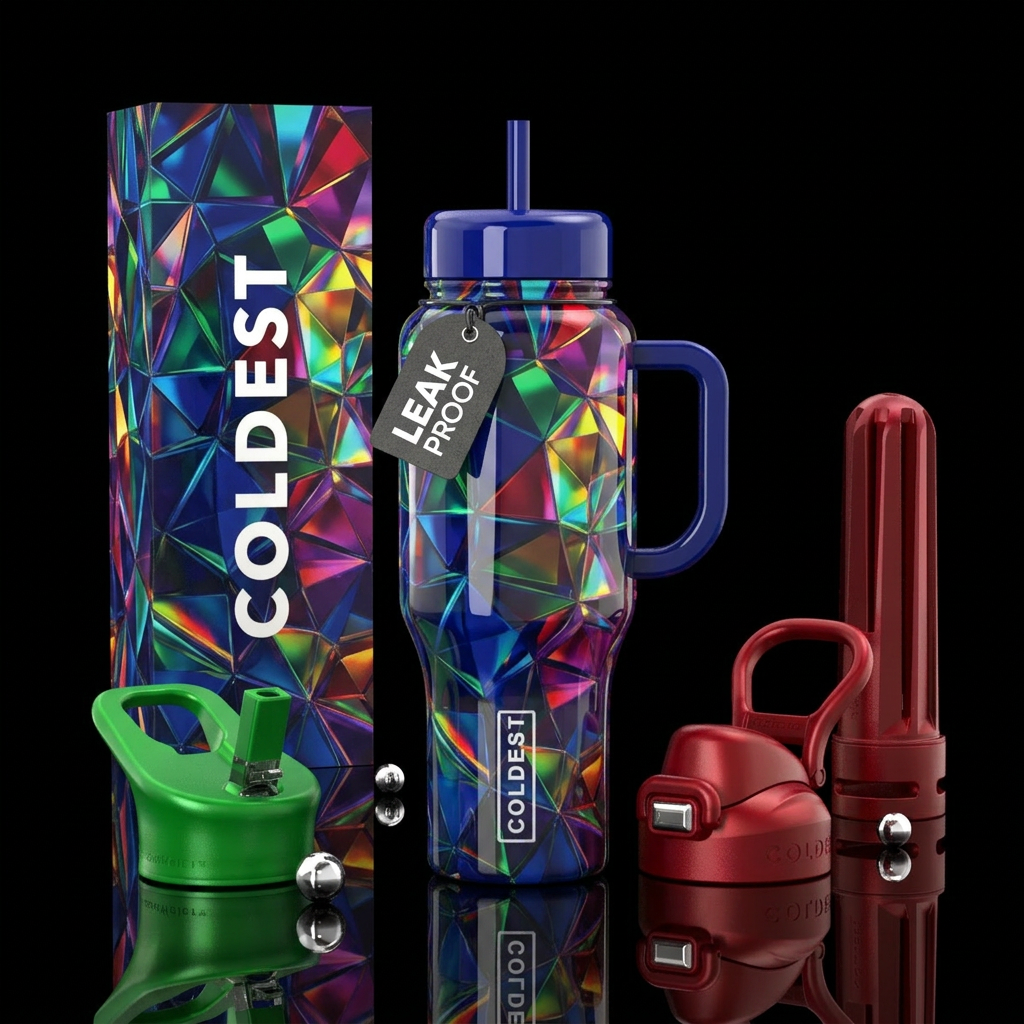 beautiferous, glossy, trompe-l'œil, overactive, cu... water bottle design