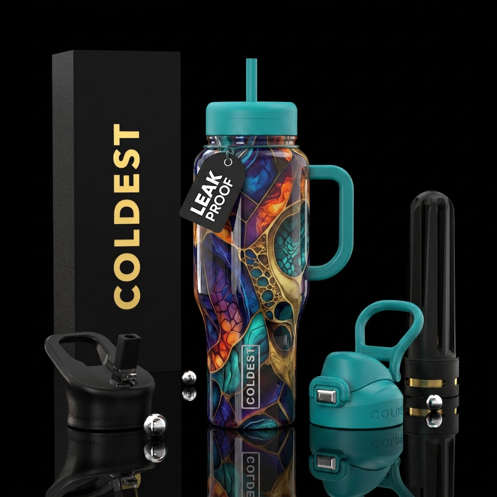 Spastic, beautiferous, glossy, trompe-l'œil, matur... water bottle design