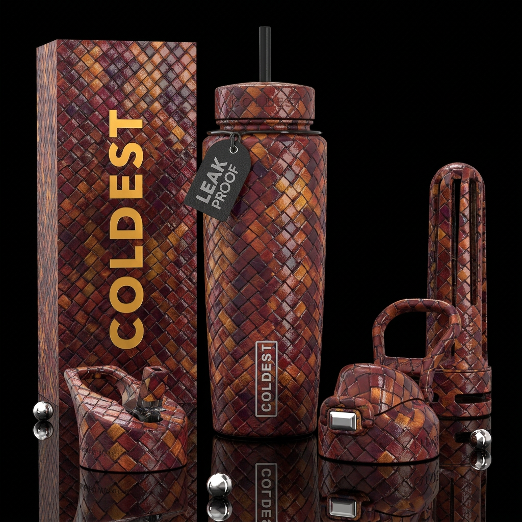 Spastic, beautiferous, glossy, trompe-l'œil, matur... water bottle design