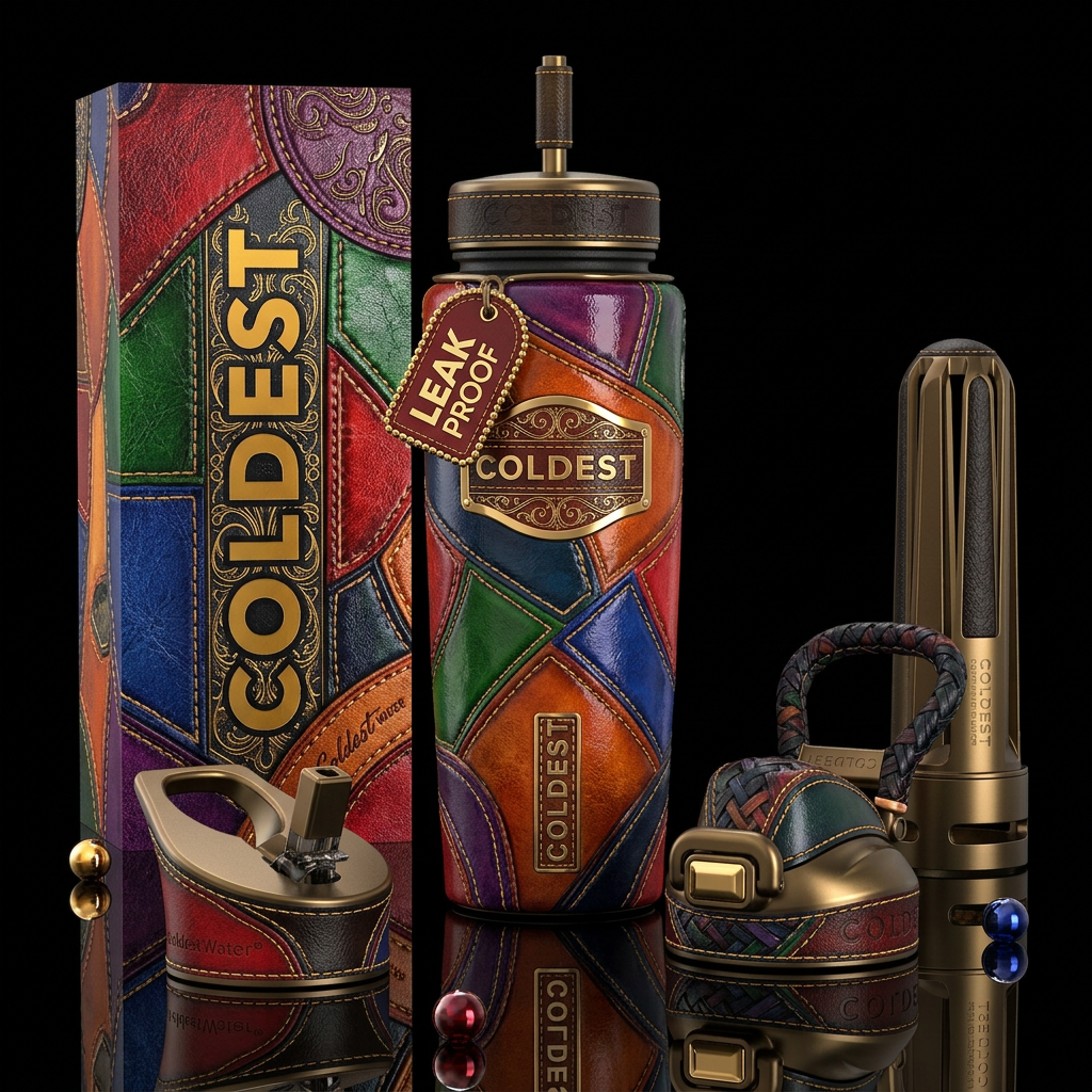 Spastic, beautiferous, glossy, trompe-l'œil, matur... water bottle design