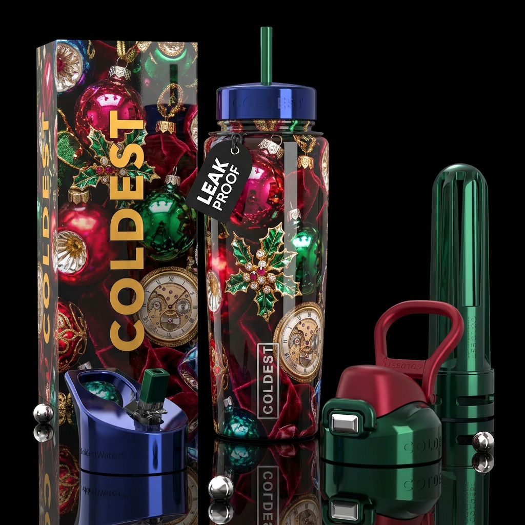 Spastic, beautiferous, glossy, trompe-l'œil, matur... water bottle design
