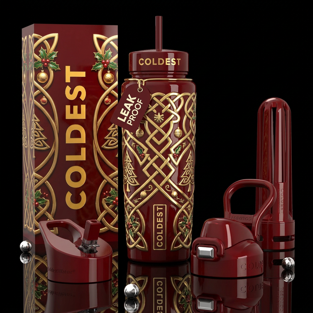 Spastic, beautiferous, glossy, trompe-l'œil, matur... water bottle design