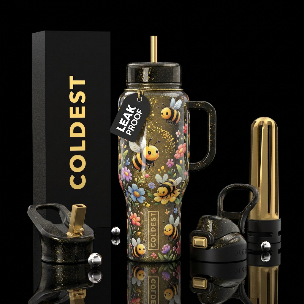 Beautiferous,cartoon baby black and gold bumblebee... water bottle design