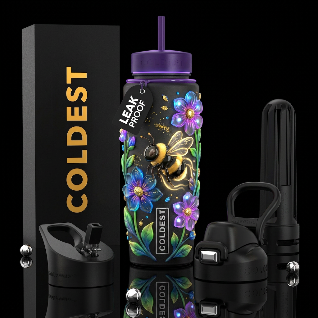 Beautiferous,cartoon baby black and gold bumblebee... water bottle design
