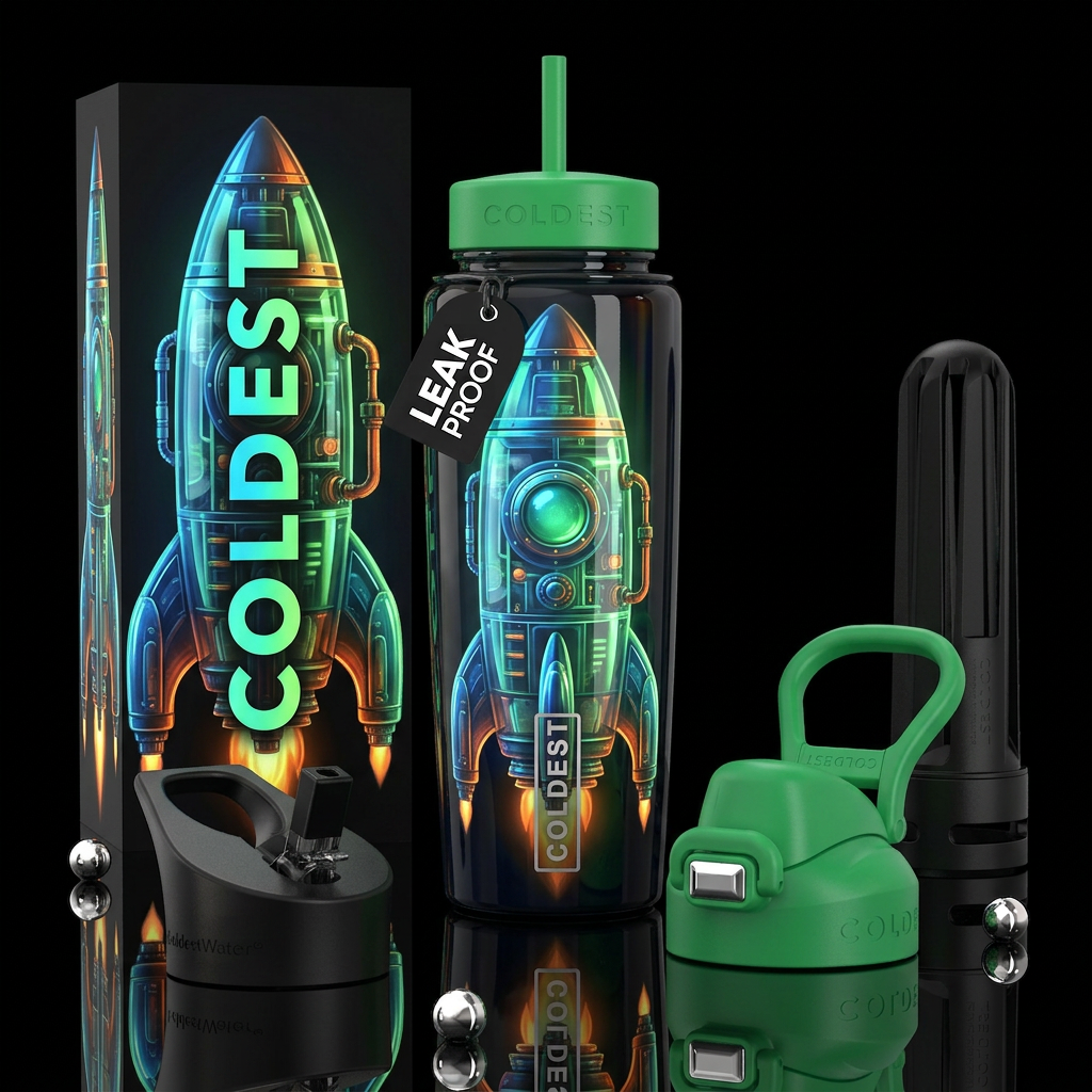 Beautiferous,glossy, trompe-l'œil, prepare for lif... water bottle design