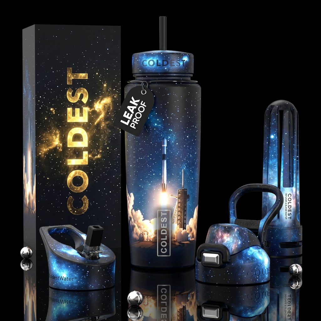 Beautiferous,glossy, trompe-l'œil, prepare for lif... water bottle design